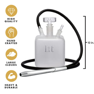 VooV Lit Handmade All Glass Hookah Set - Frosted Cube