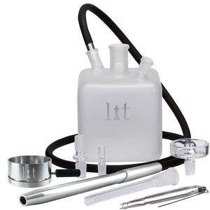 VooV Lit Handmade All Glass Hookah Set - Frosted Cube