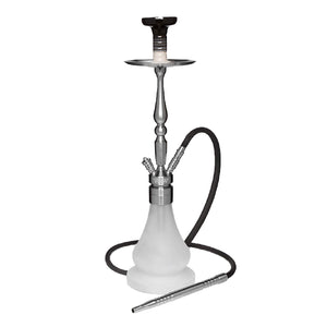 VooV 25" Modern German Style Silver Aluminum Hookah with Frosted Vase - Classix