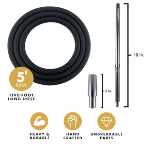 VooV Lit High Grade Black Silicone Hookah Hose with Aluminum Handle