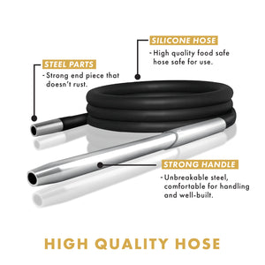 VooV Lit High Grade Black Silicone Hookah Hose with Aluminum Handle